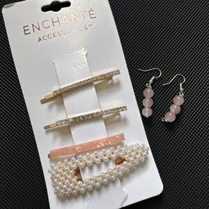 Handmade earrings and barrette accessories